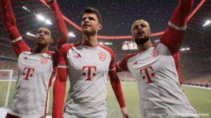 Spieler des FC Bayern München jubeln in eFootball 2024