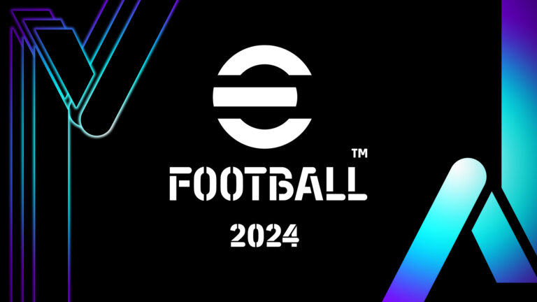 eFootball 2024 Design in türkis, blau und lila