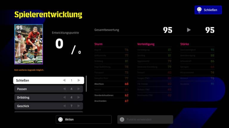 Spielerentwicklung in eFootball
