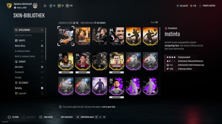 So funktioniert das neue Skin-System in UFL Skin-Bibliothek in UFL