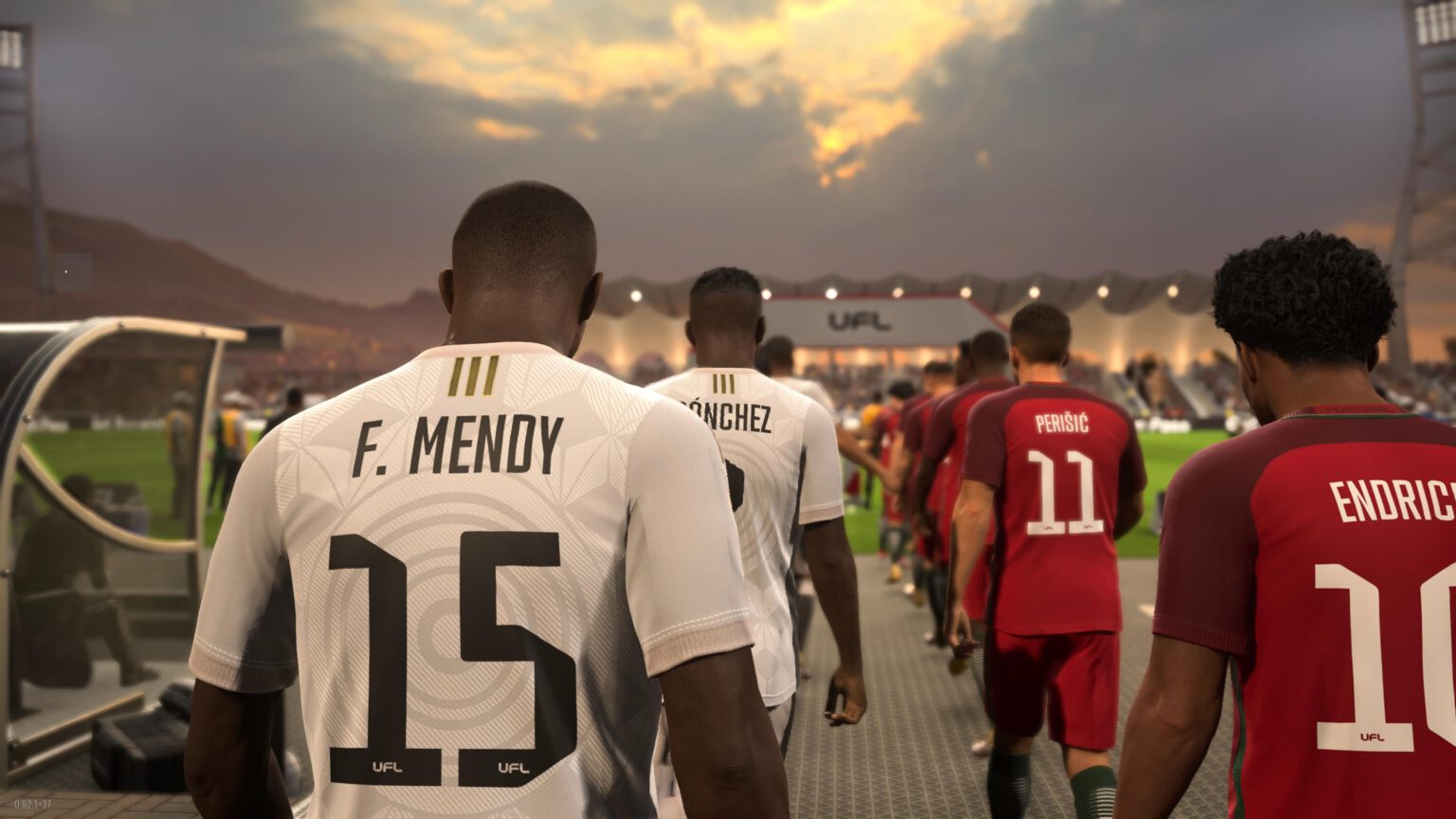 Einlaufsequenz in UFL mit Ferland Mendy.